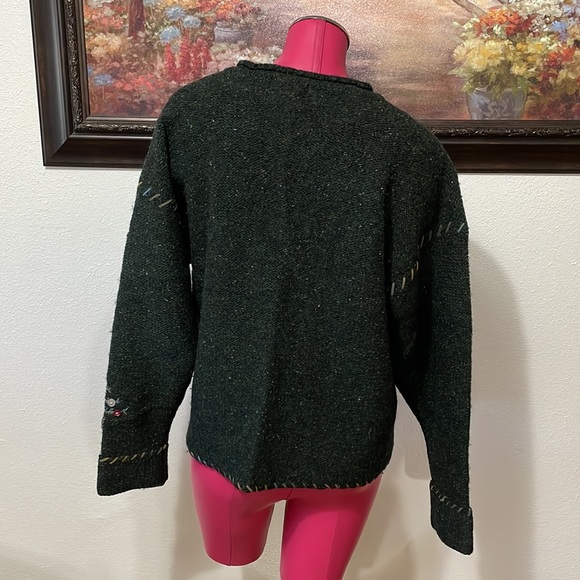 Woolrich Pure New WOOL Button Christmas Snowmen Sweater Tree Snowflakes Cardigan - Picture 3 of 13